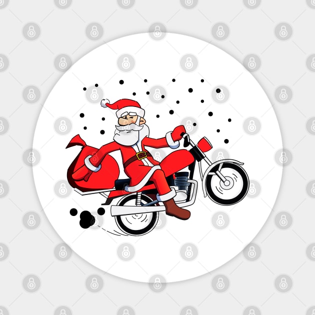 Funny Ugly Christmas Sweater. Santa On Motorcycle. Magnet by KsuAnn